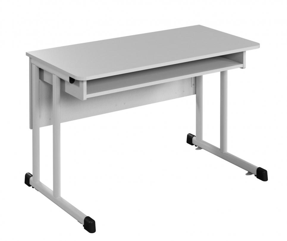 Учнівський стіл 2-місний, для предметних кабінетів, покриття стільниці - пластик HPL, каркас - плоскоовальна металева труба, АЛМАНТ, 1200х600х760 мм.